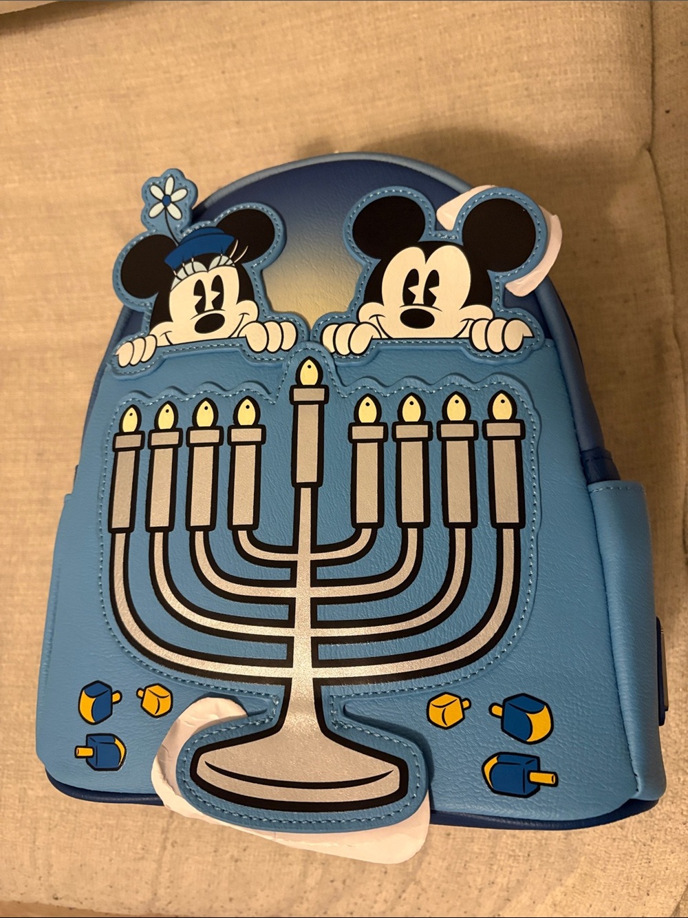 Disney Blue Mickey & Minnie Menorah Loungefly Backpack, BNWT